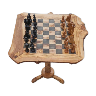 Table d'échecs rustique bois d'olivier jeu d'échecs 18 "