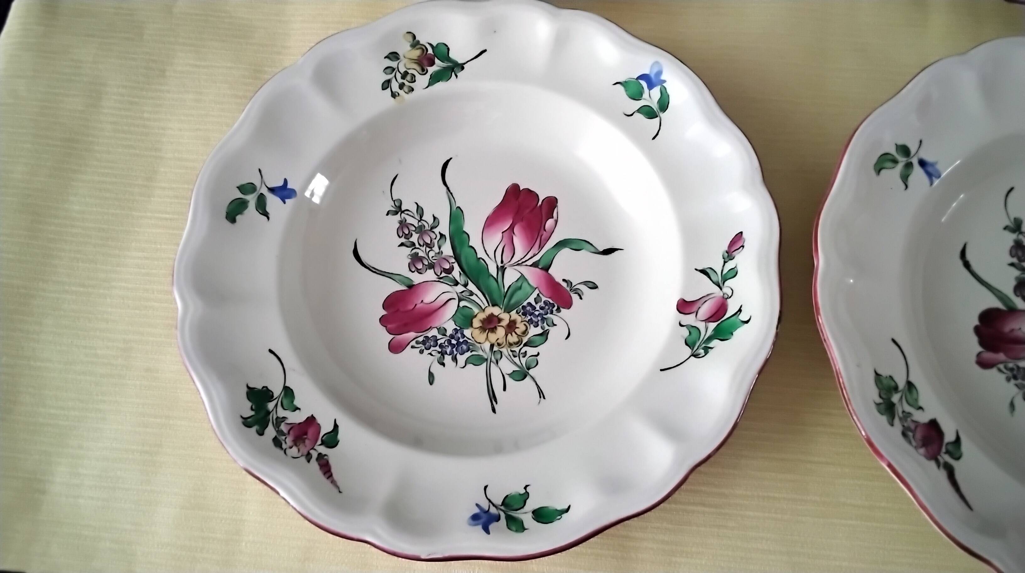 4 deep plates half porcelain from Lunéville KG Model "Réverbère"