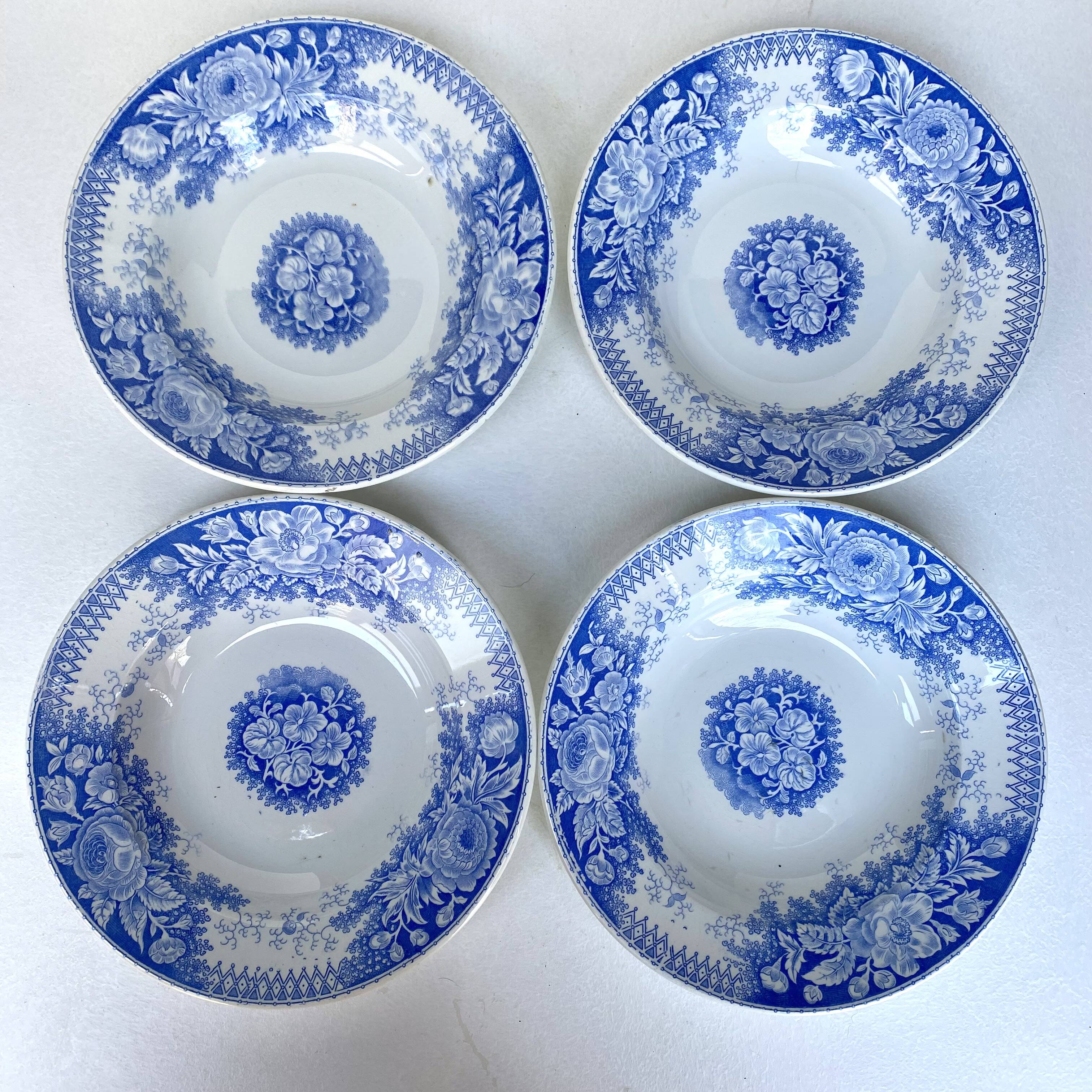 Set of 4 Sarreguemines Jardinière deep plates