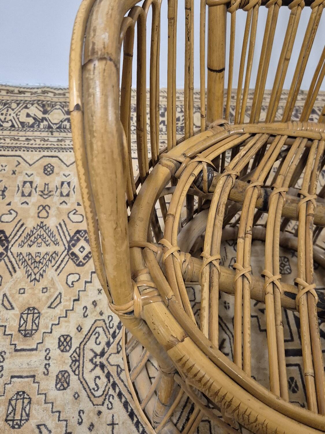 Fauteuil en Rotin Bambou vintage 1950s design -H85cm