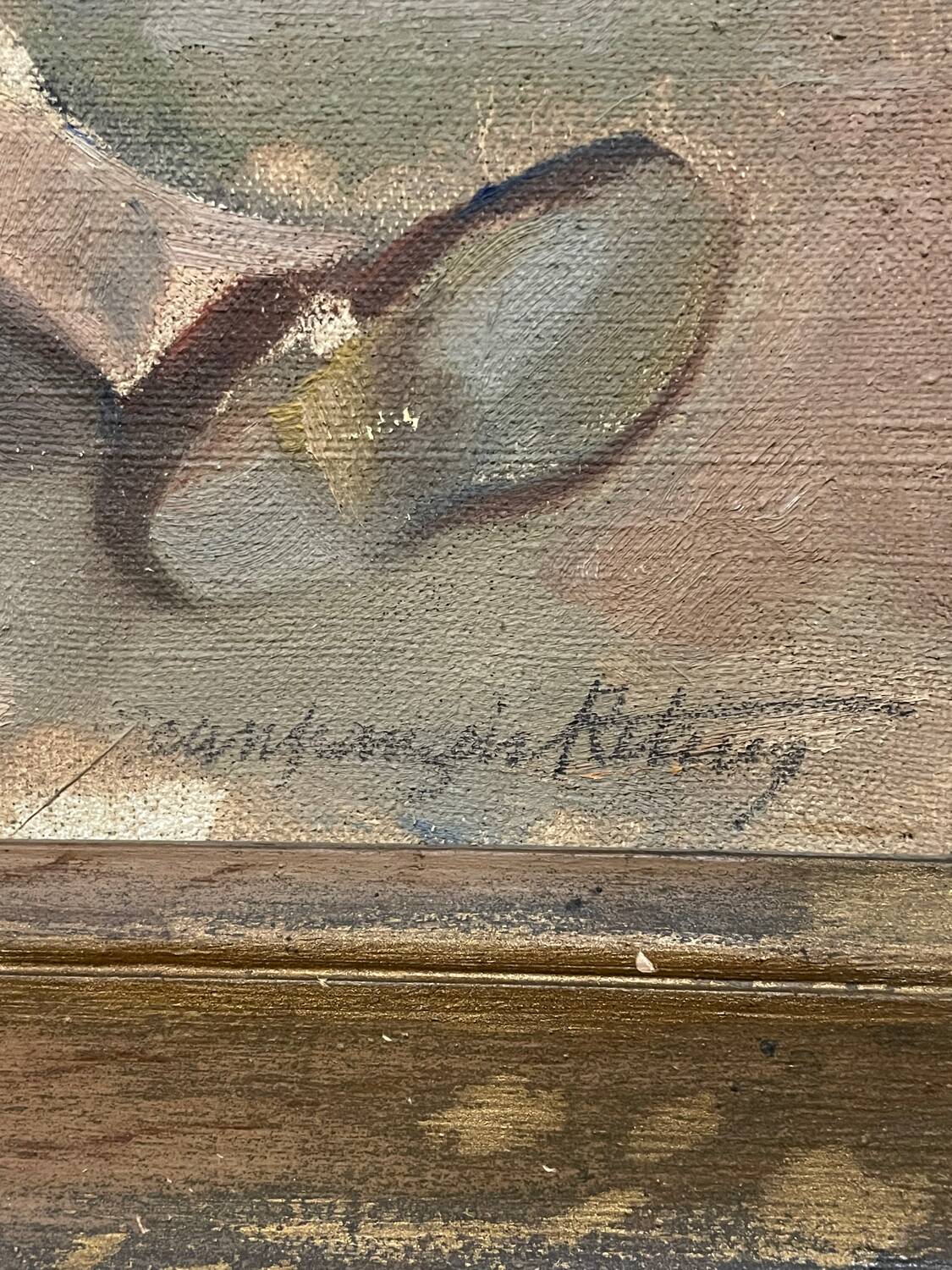 Canvas painting signed Le retourneur