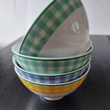 Set of four gingham pattern bowls