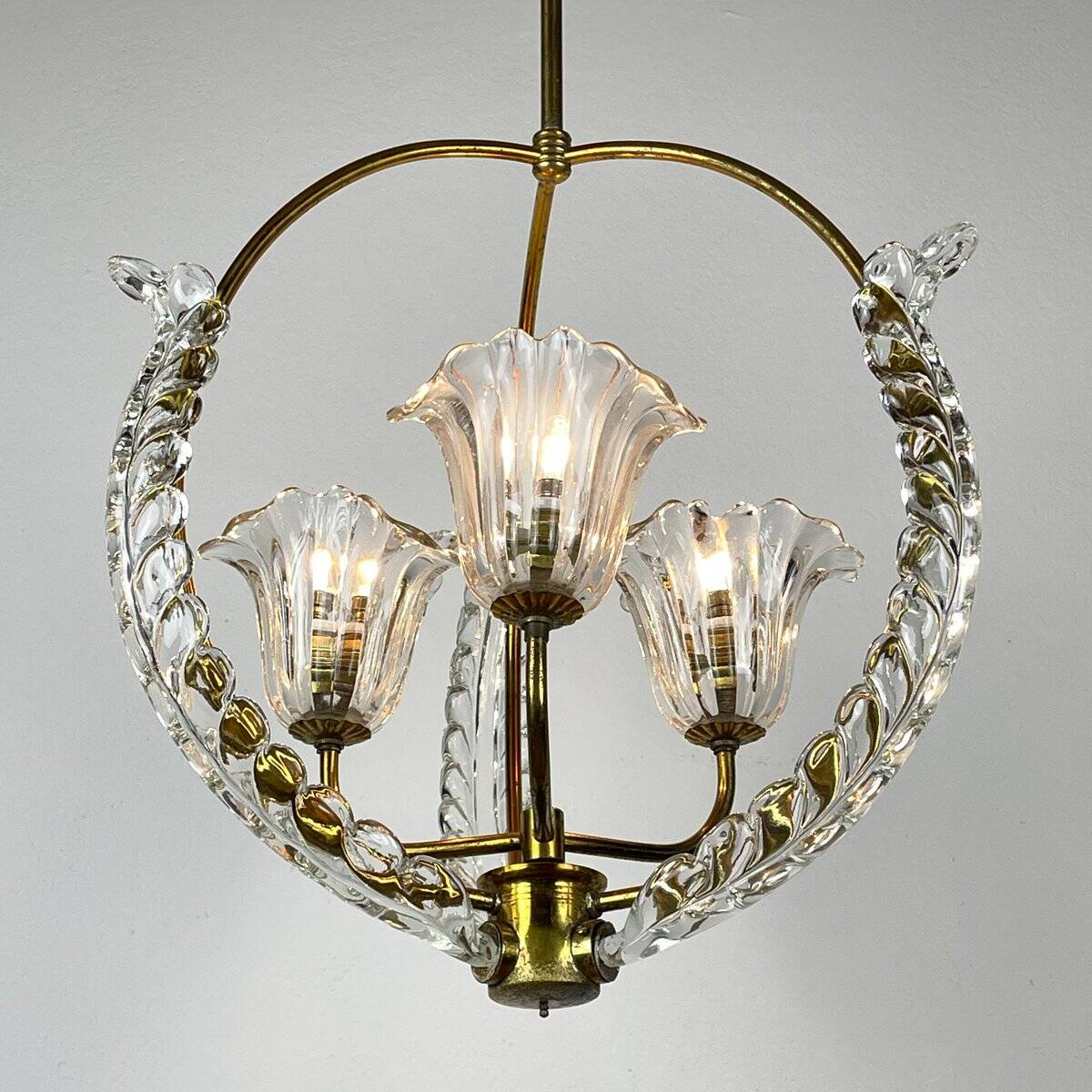 Murano glass chandelier by Ercole Barovier, Barovier & Toso, 1930s.
