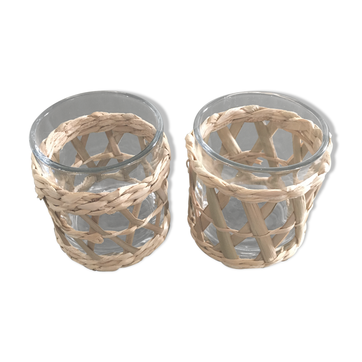 Pair of photophores with rattan