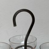 Danish metal and glass candlestick, 1960s