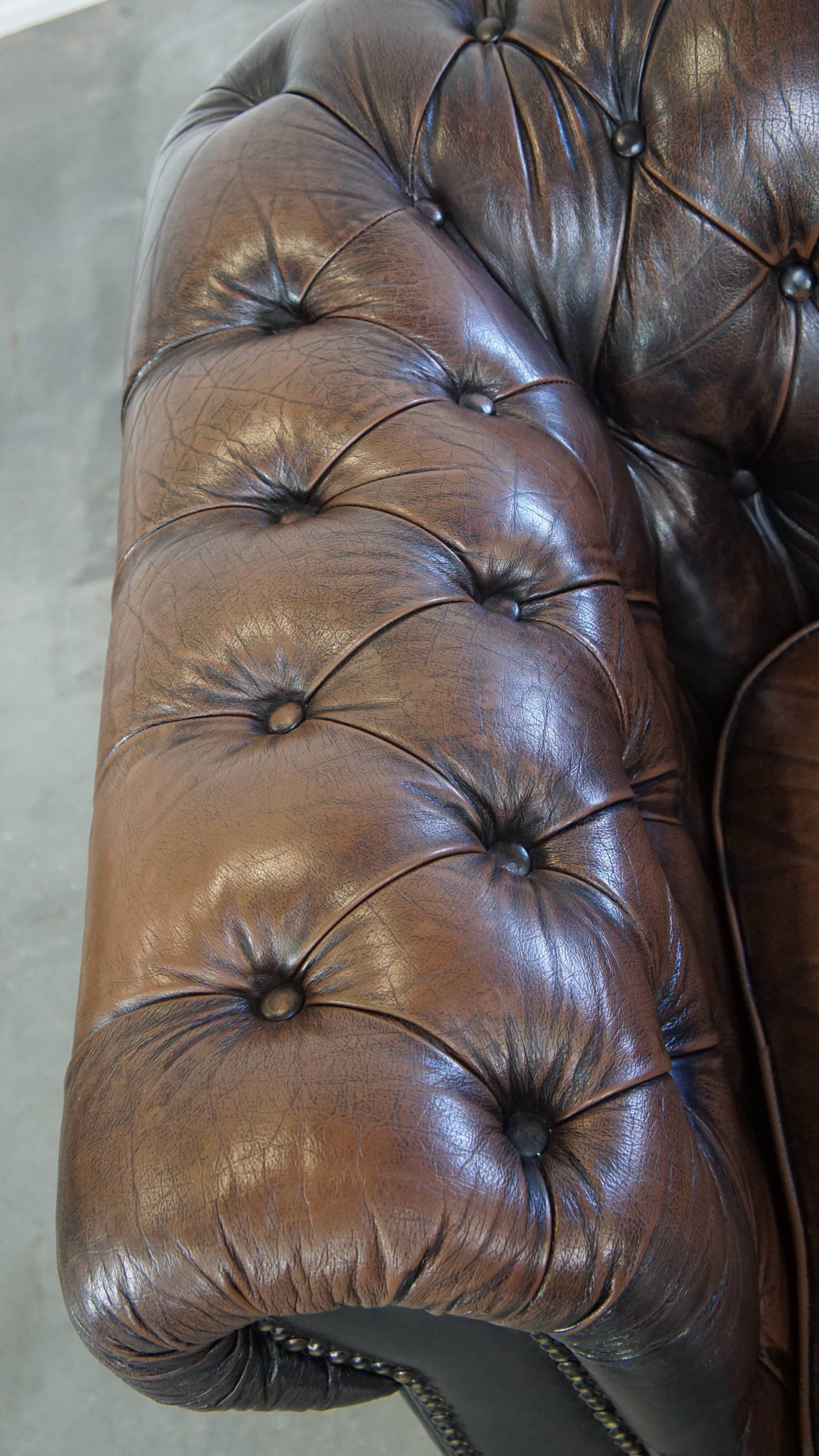 English Chesterfield armchair in sheepskin