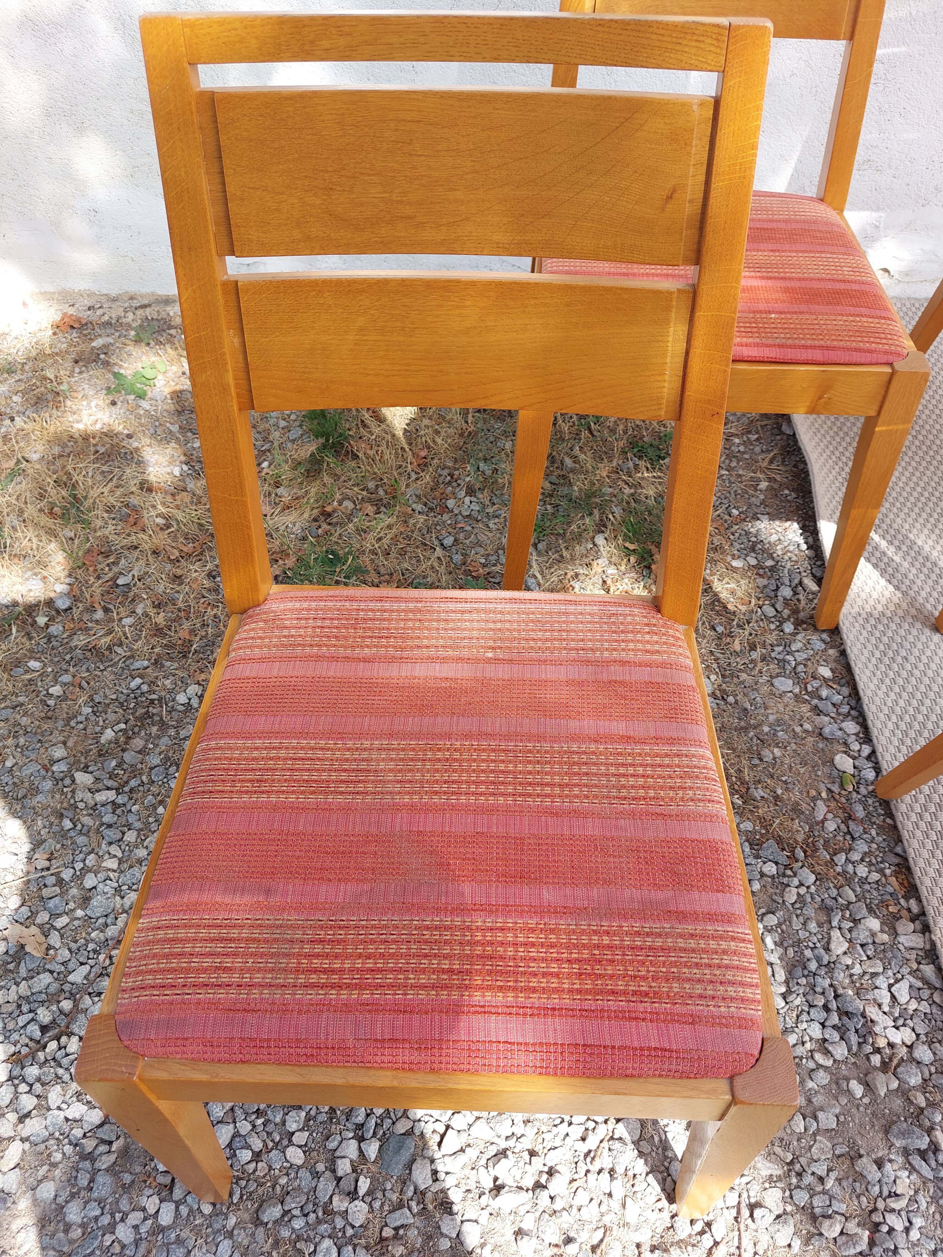 4 cosy chairs, solid wood and fabric