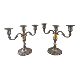 Pair of silver metal candlesticks