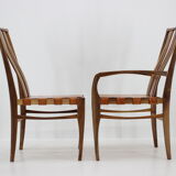 2001 set of walnut and leather dining chairs, set of 6