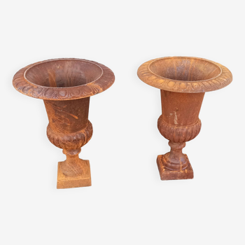 Pair of Medici type vase in cast iron