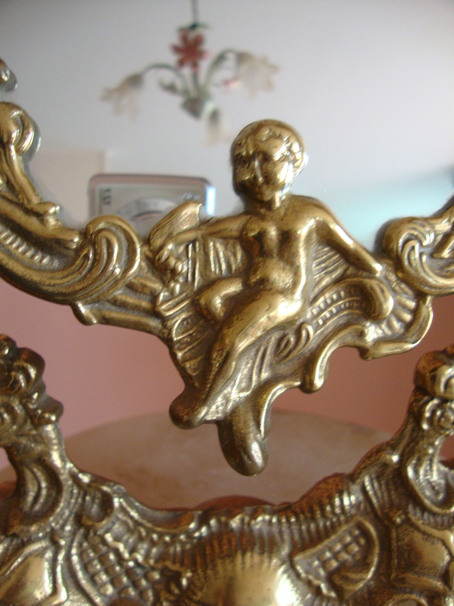 Psyched mirror swivelling bronze gilded gilt 29x34cm