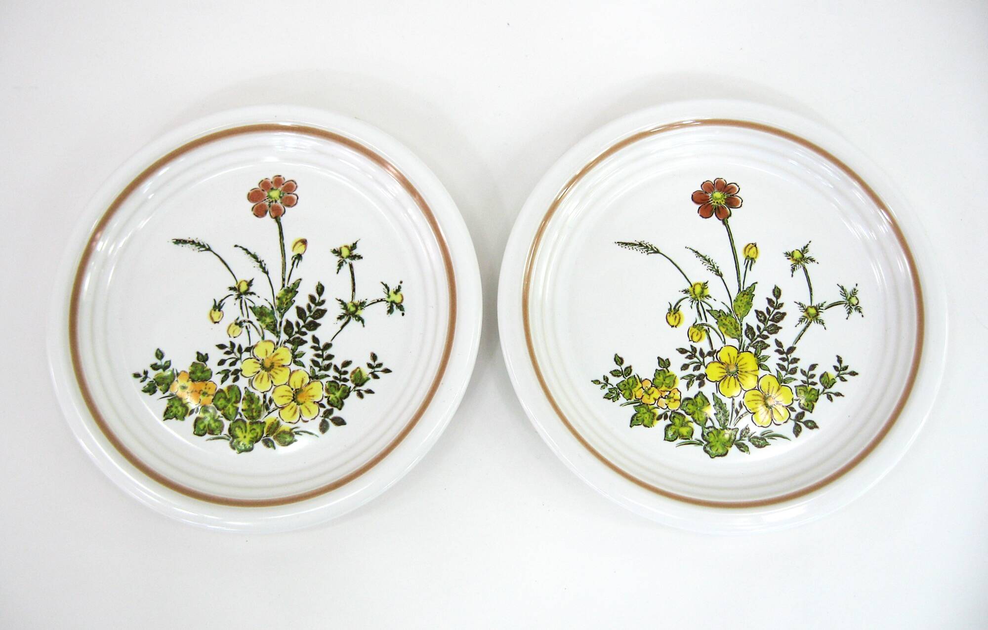6 small white stoneware dessert plates - floral decoration - Country Charm Collection