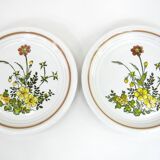 6 small white stoneware dessert plates - floral decoration - Country Charm Collection