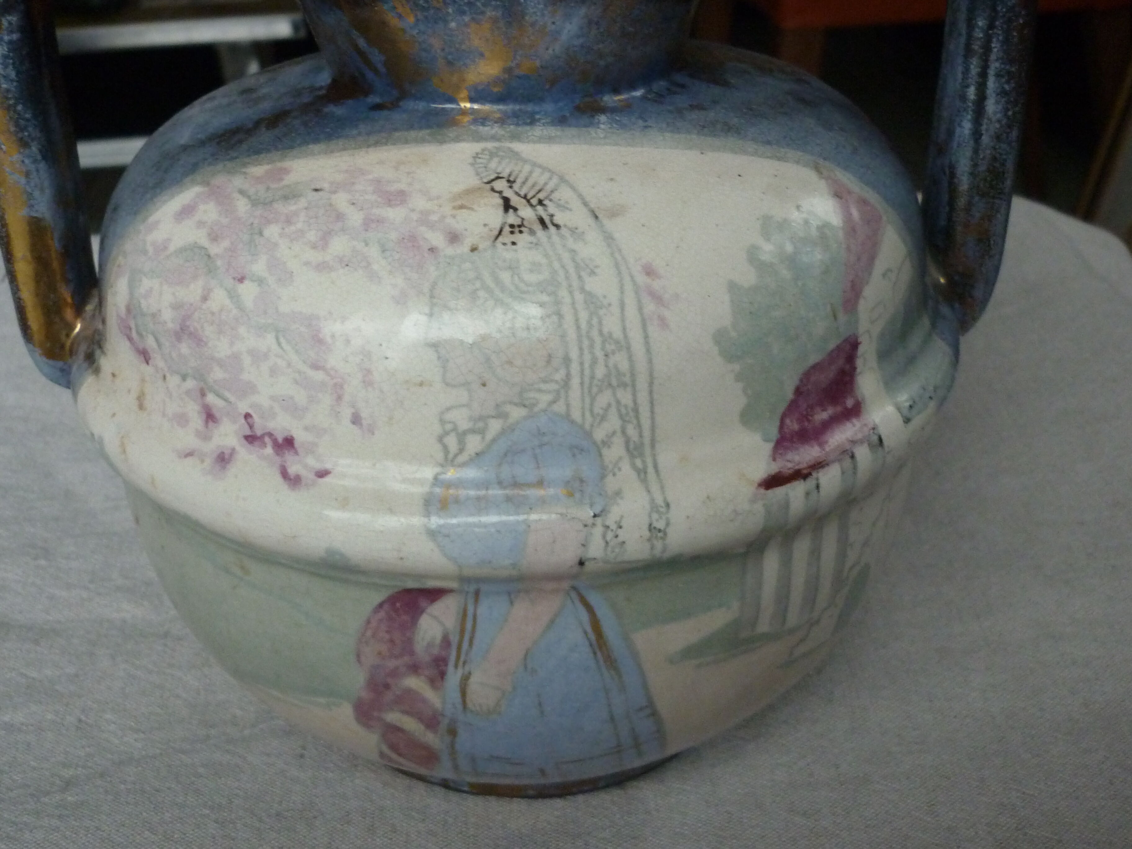 Petit Vase Céramique 9,5 Cm, Décoré Main, Multicolore, Fait Main