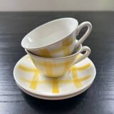 Paire de tasses à carreaux jaunes