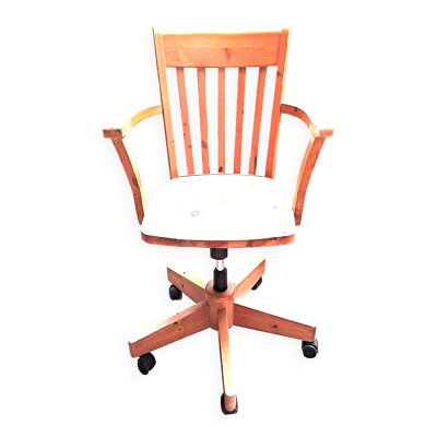 Chaise Bureau réglable bois clair vernissé 1980 . chaise vendue à l'unité