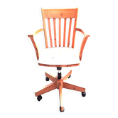 Adjustable office chair in light varnished wood from 1980. Chair sold individually.