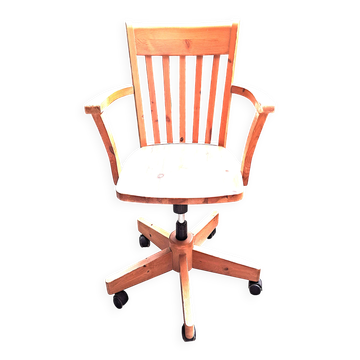 Chaise Bureau réglable bois clair vernissé 1980 . chaise vendue à l'unité