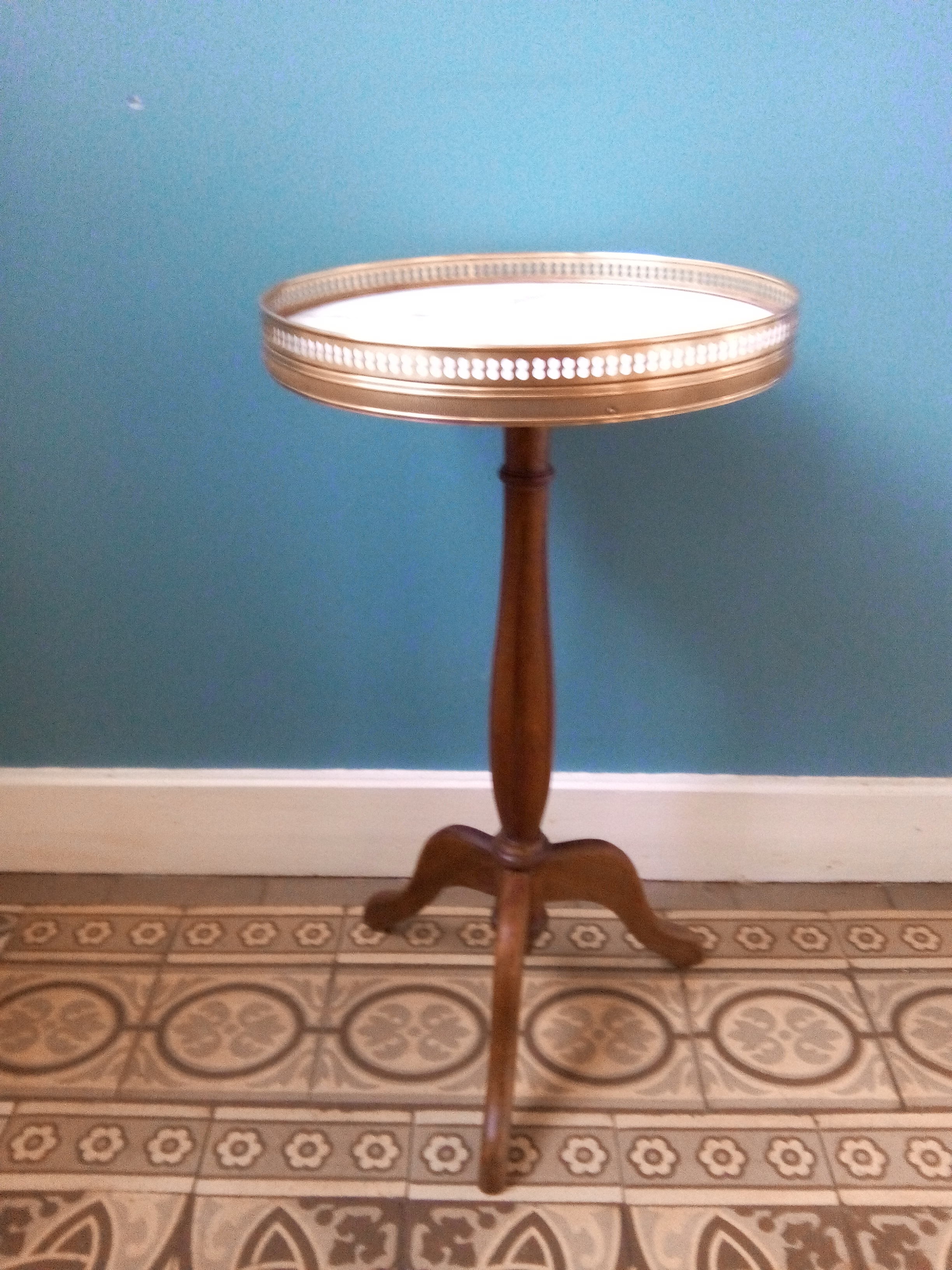 Pedestal table Oak and marble Louis XVI style
