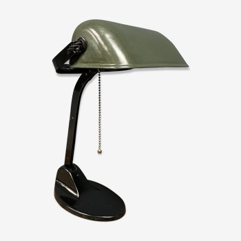 Lampe de bureau de banquier Viktoria avec abat-jour en émail vert