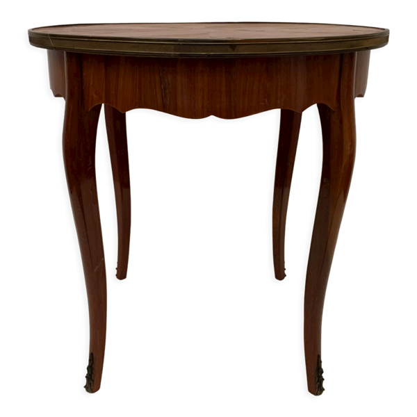 Guéridon rond de style Louis XV en placage de bois de rose XX siècle