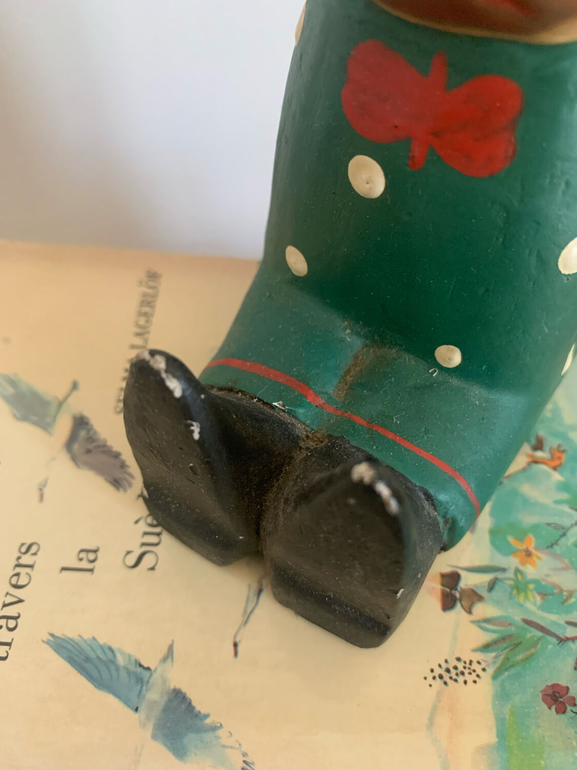 Vintage wooden decorative painted bear from the 60s