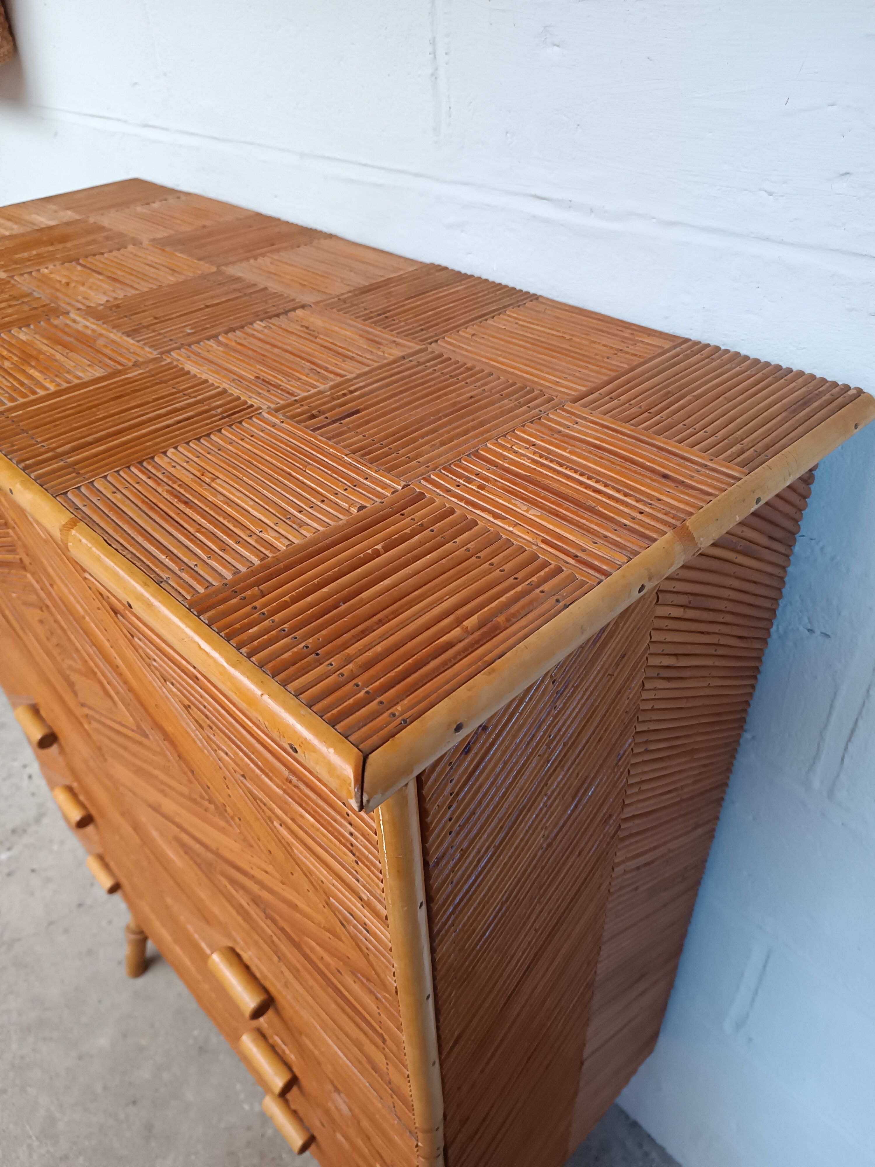 Bamboo and rattan secretary 50s / 60s