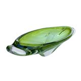 Green glass bowl, designed by J. Broz, Skrdlovice, Czechoslovakia, 1960s.