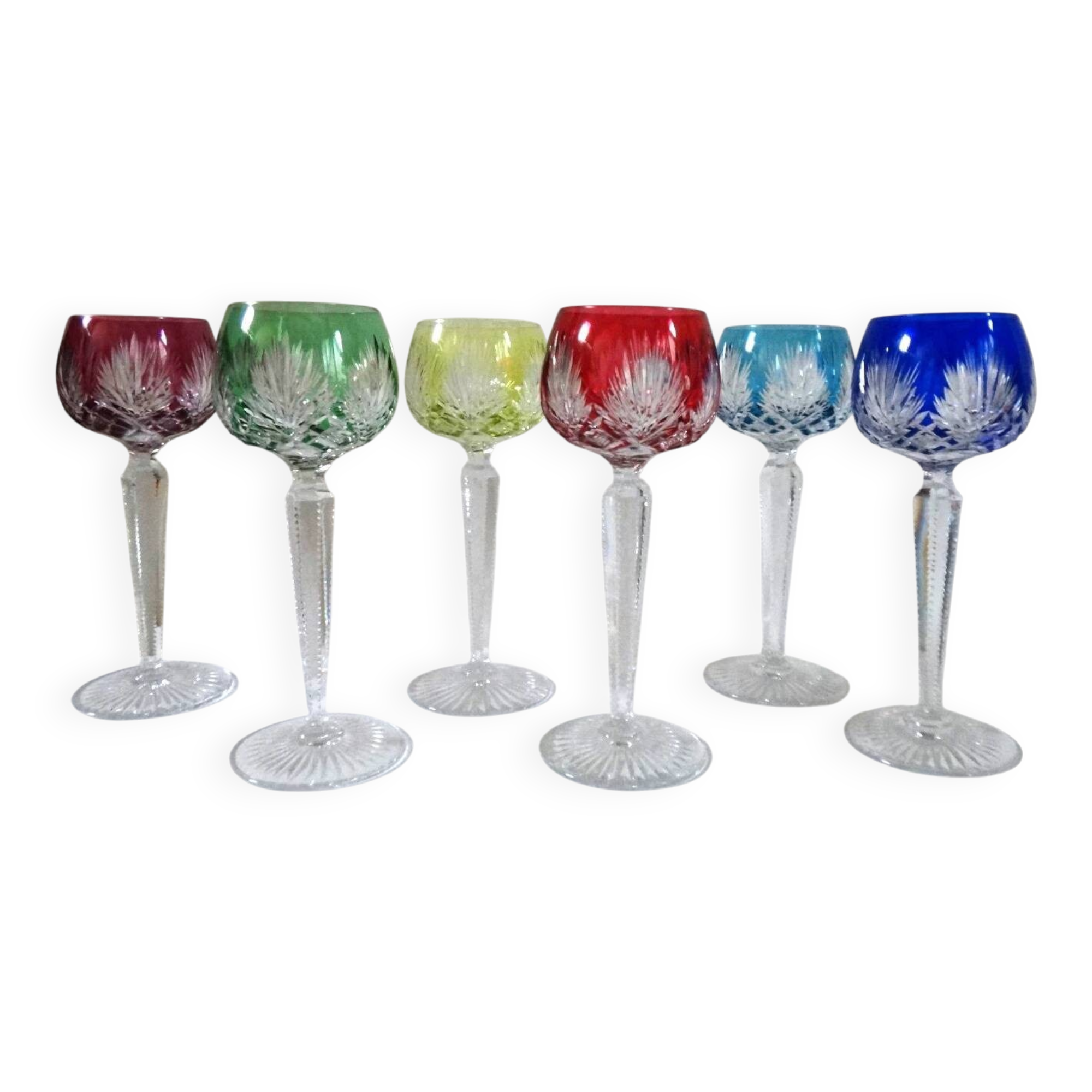 SAINT LOUIS 6 RHINE ROEMER WINE GLASSES SHAPE 229 DOUBLE CRYSTAL - 19.5 c