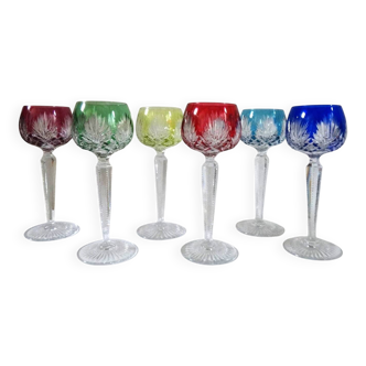 SAINT LOUIS 6 RHINE ROEMER WINE GLASSES SHAPE 229 DOUBLE CRYSTAL - 19.5 c
