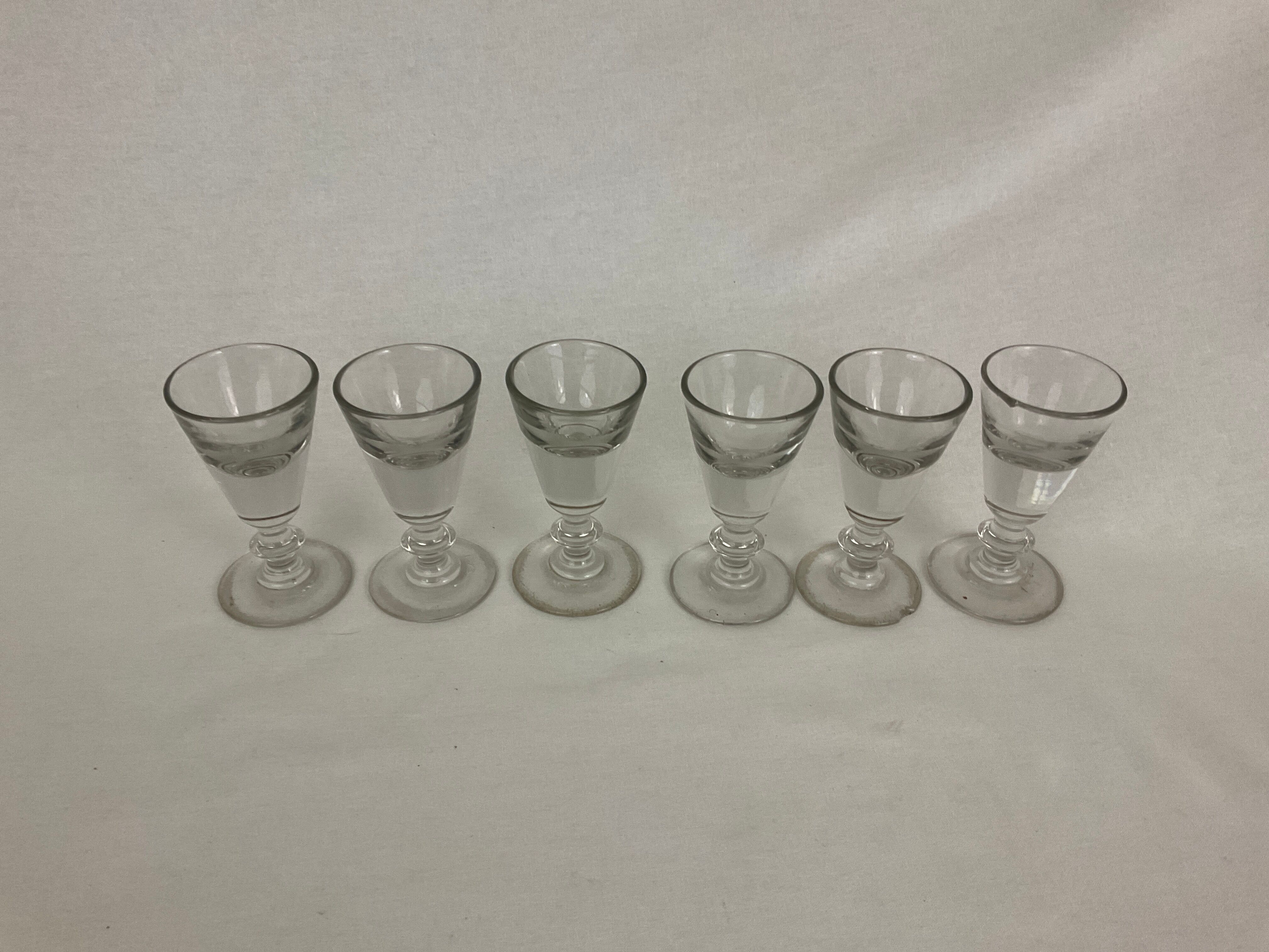 Set of 6 glasses thick ass bar bistro antique vintage