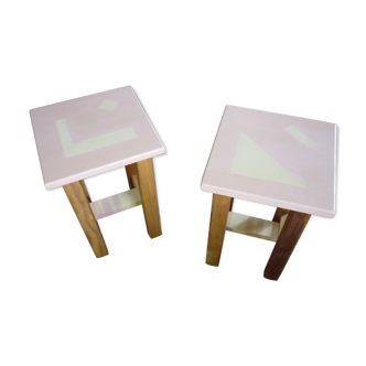 Paires de tabourets en bois