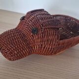 Hippopotamus zoomorphic wicker basket