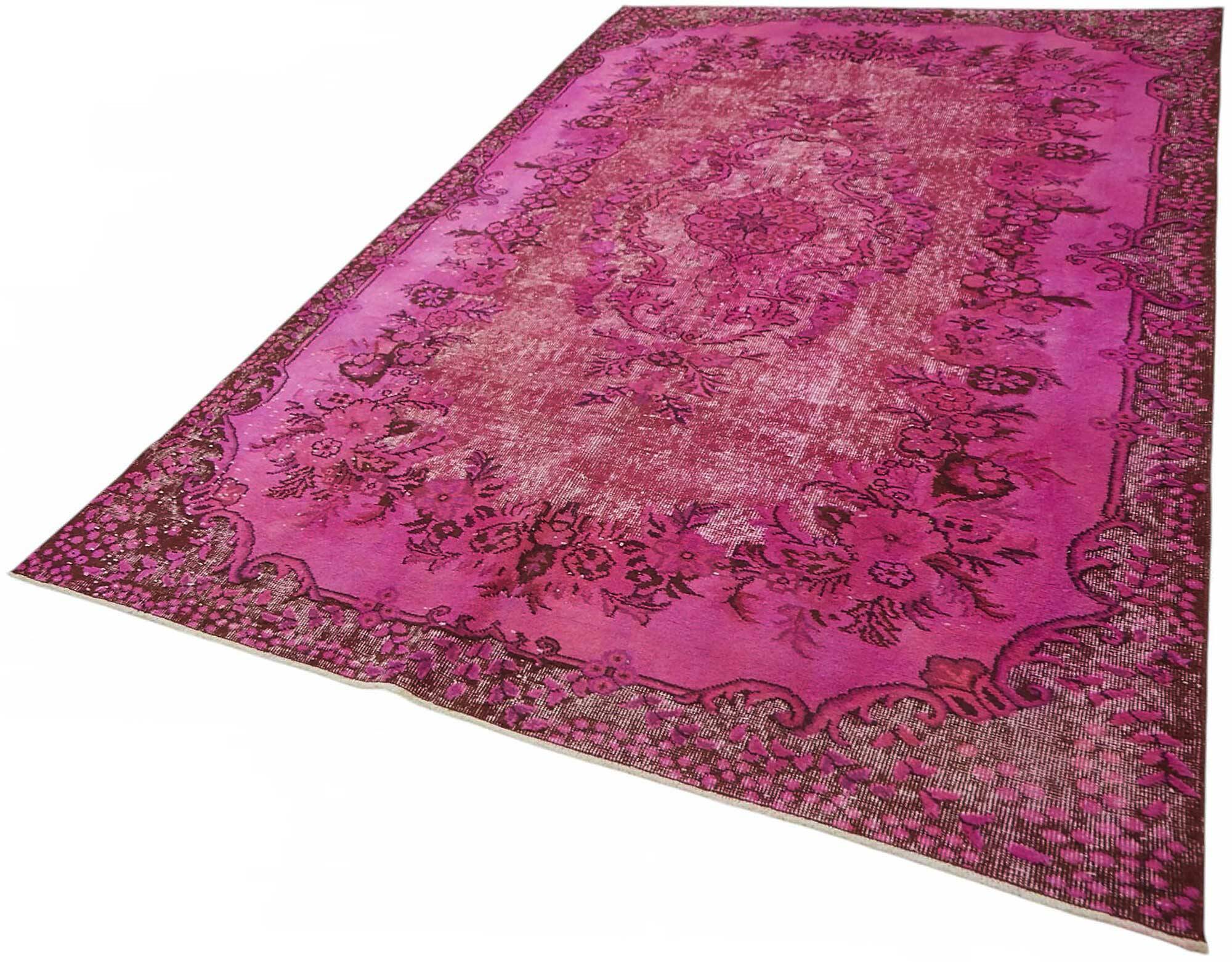 Overdyed Wool Vintage Handmade Carved Rug 188 cm x 302 cm