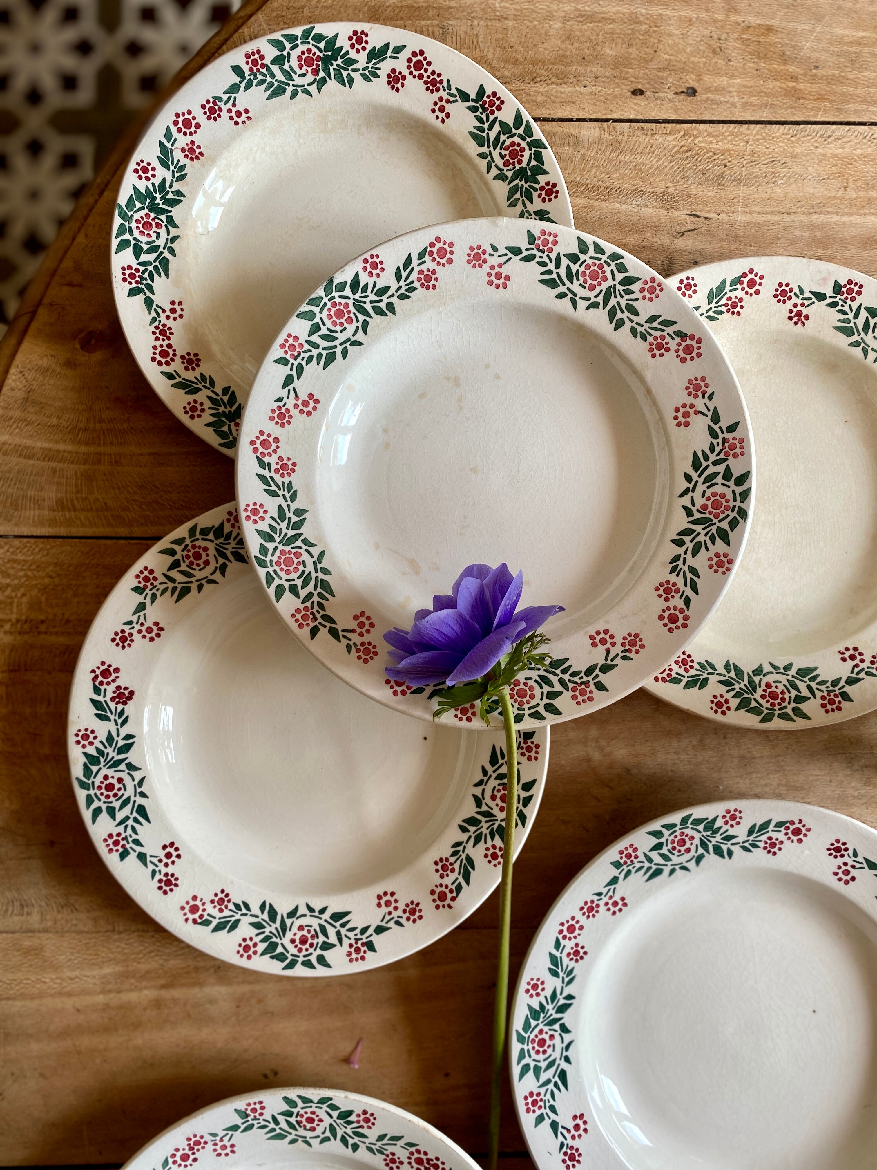 Set of 6 vintage hollow plates model Cécile de HBCM (LOT 2)