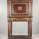 Carved and polychrome wooden secretary, Neo-Renaissance style, 19th century