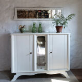 White art-deco mirror 134x32cm