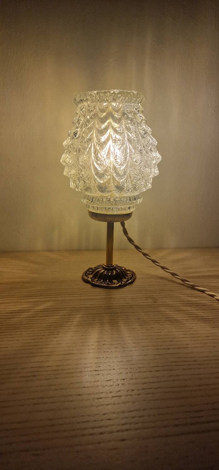 Duo lamps chiseled glass antique bronze base