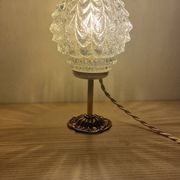Duo lampes verre ciselé pied bronze ancien