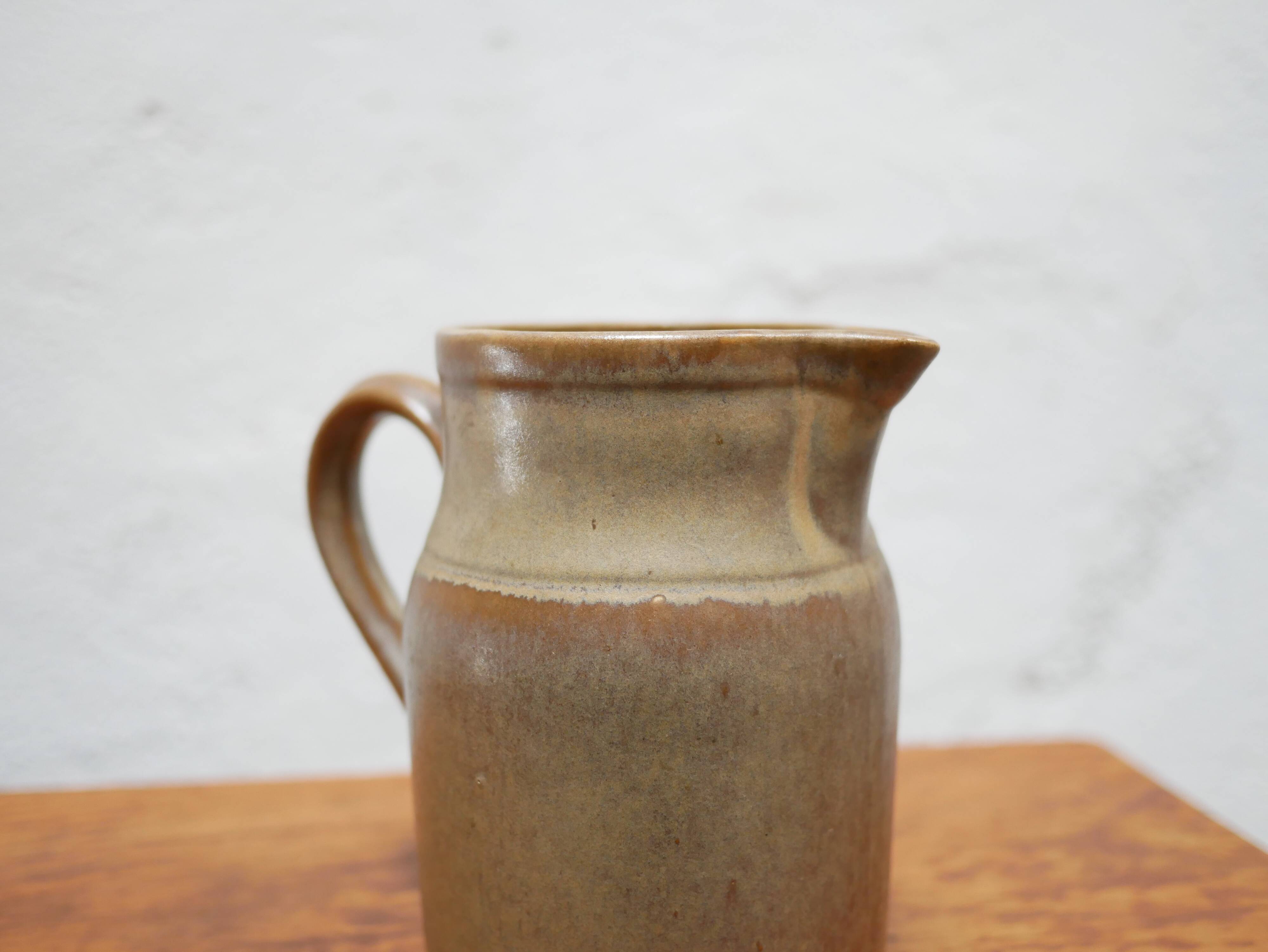 Vintage stoneware pitcher by the Digoin factory, France