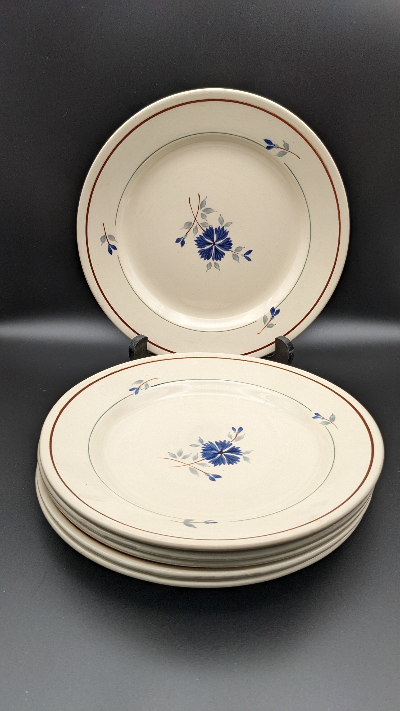 lot 6 flat plates Saint Amand model Prisca flowers
