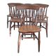 Antique set of 6 farmhouse patinated oak dining chairs, 19th century