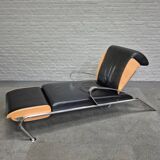 Black leather lounge chair futuro 3 by massimo iosa ghini for moroso - italy 1980's