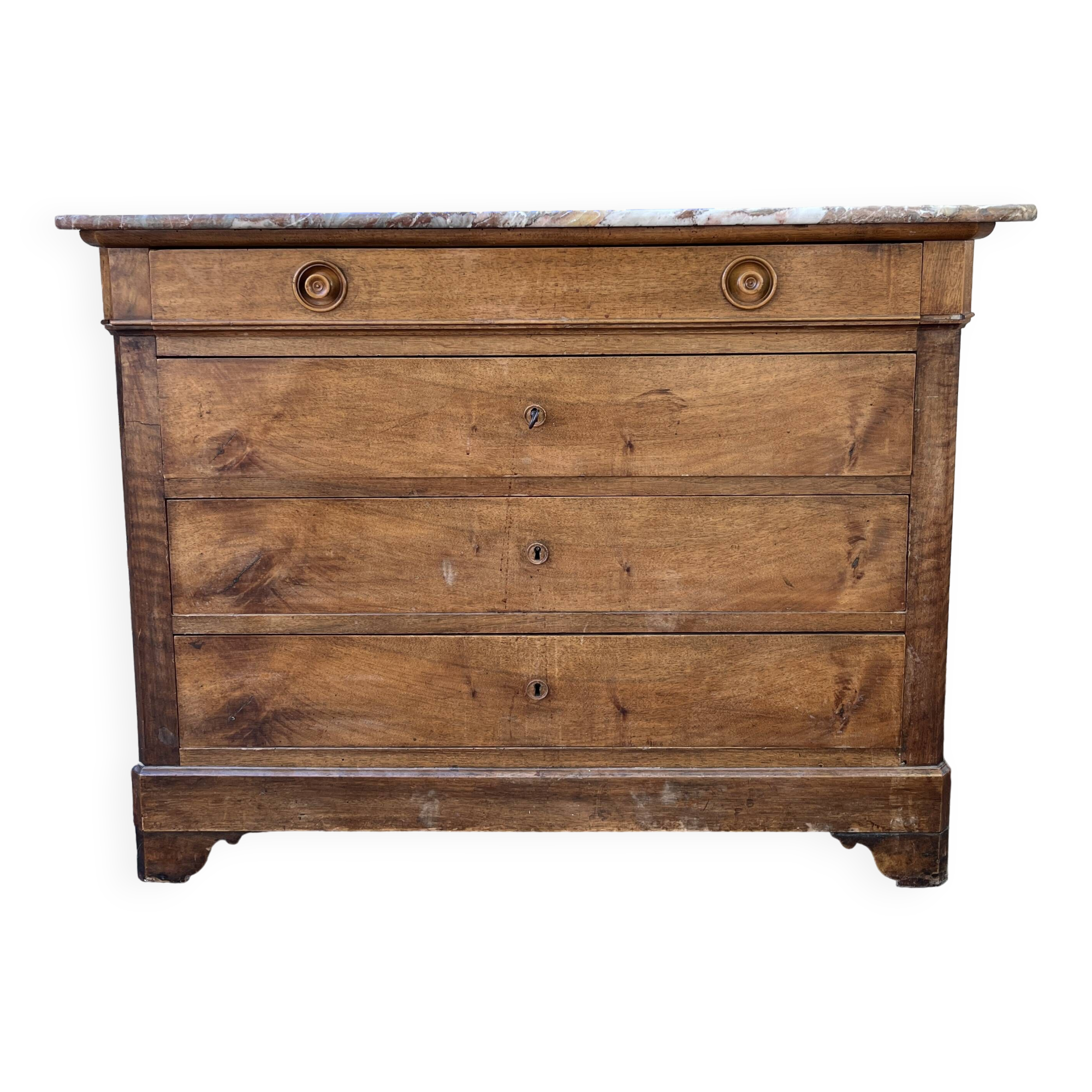 Louis Philippe style 04-drawer chest of drawers with marble top