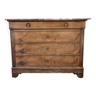 Louis Philippe style 04-drawer chest of drawers with marble top
