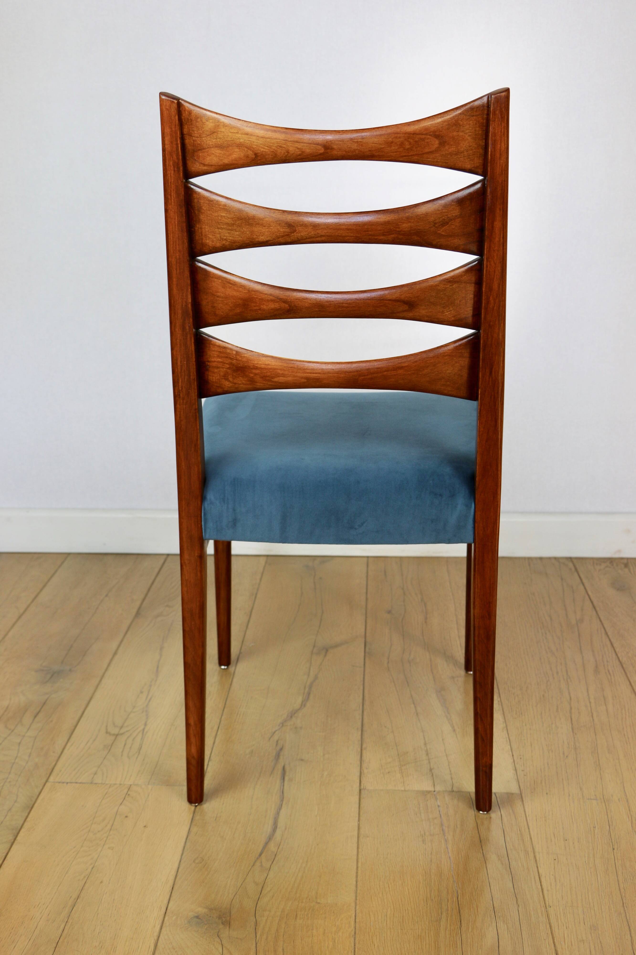 Danish vintage chairs blue turquoise vintage - set of 4 - great set
