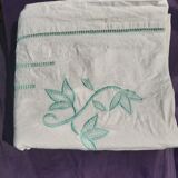 Drap ancien lin coton broderie 268X207