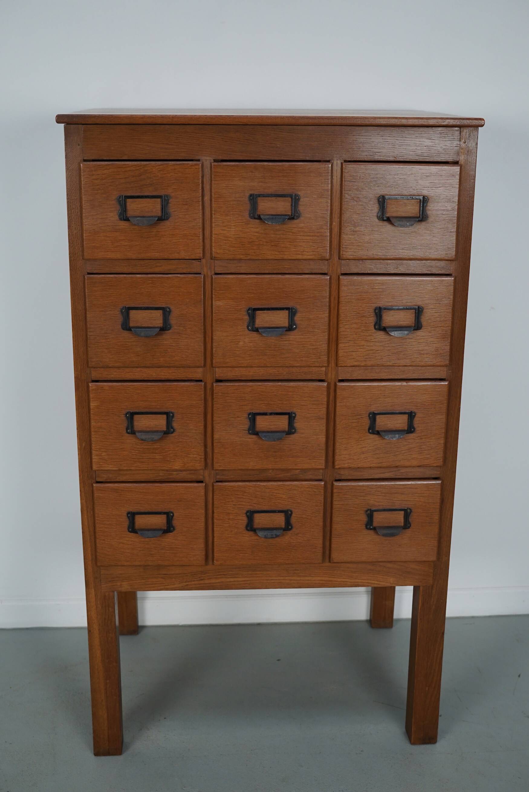 Vintage Dutch Oak Apothecary / Filing Cabinet, 1930s