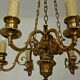 French victorian brass 6 light cherub chandelier with floral decoration
