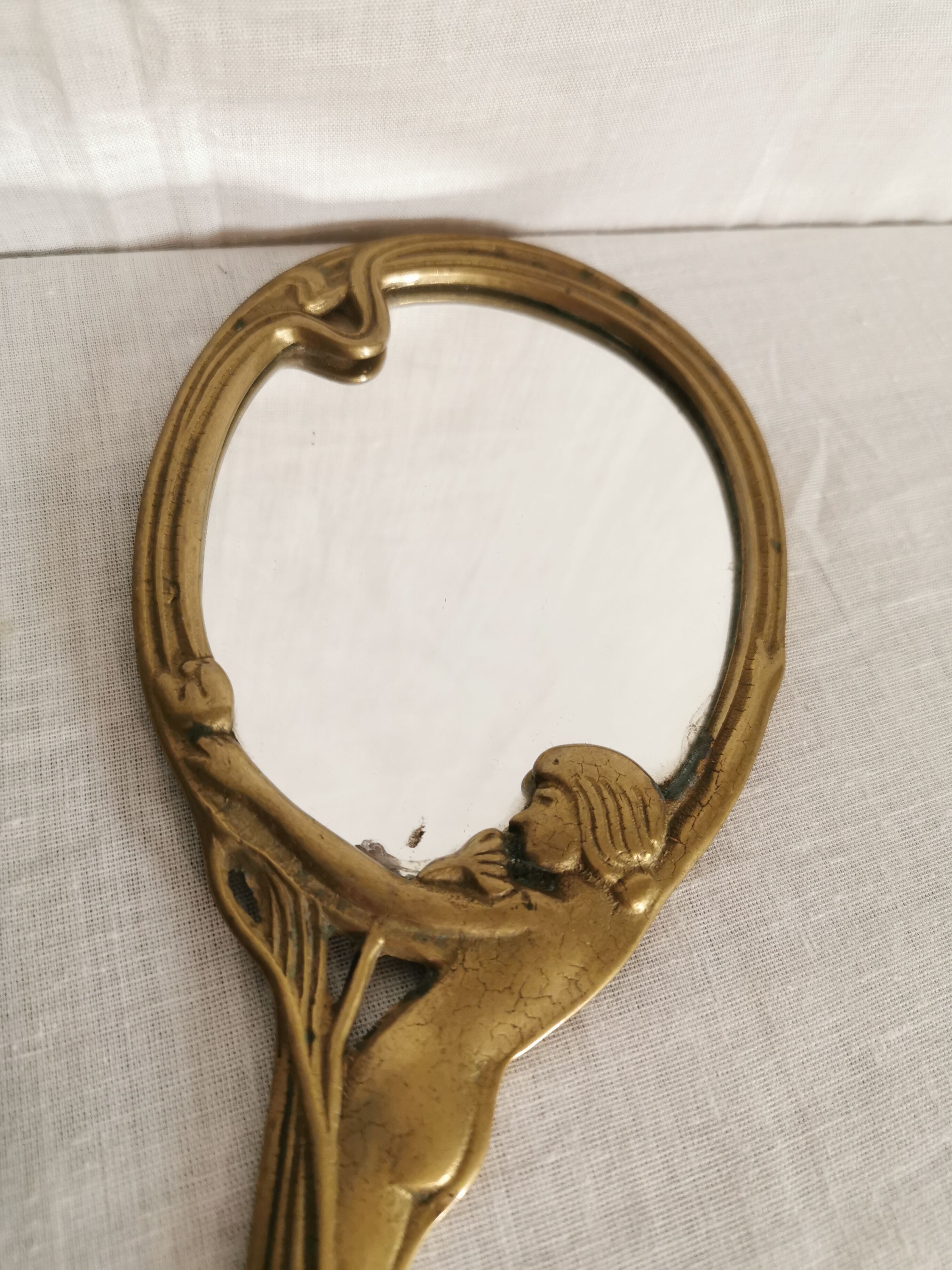 Hand mirror Art Nouveau 1900 circa 11x24cm